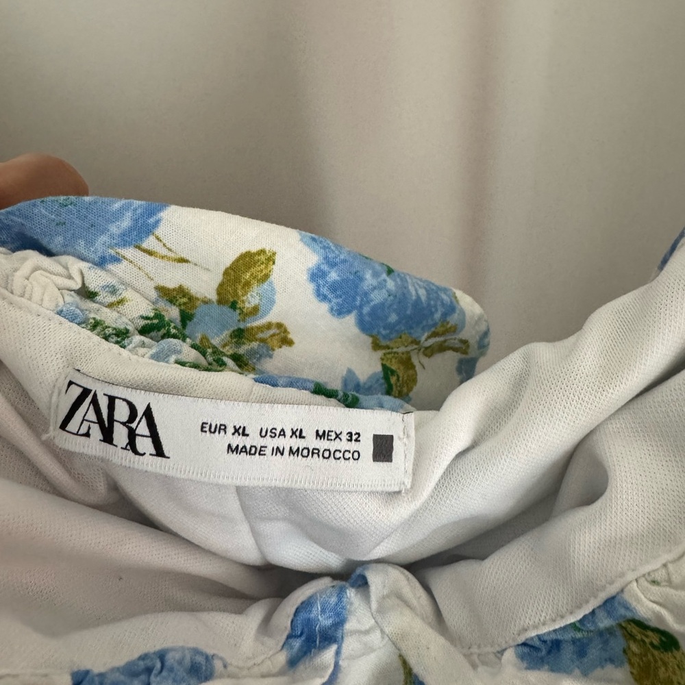 Zara Blue and Green Ruched Ruffled Mini Dress - Picture 3 of 4